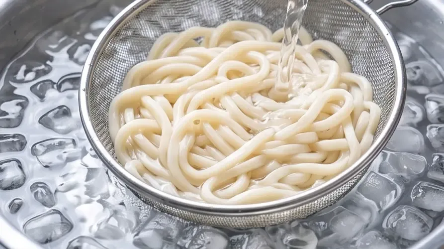 茹で時間は十分にとり 冷水で手早く冷まします